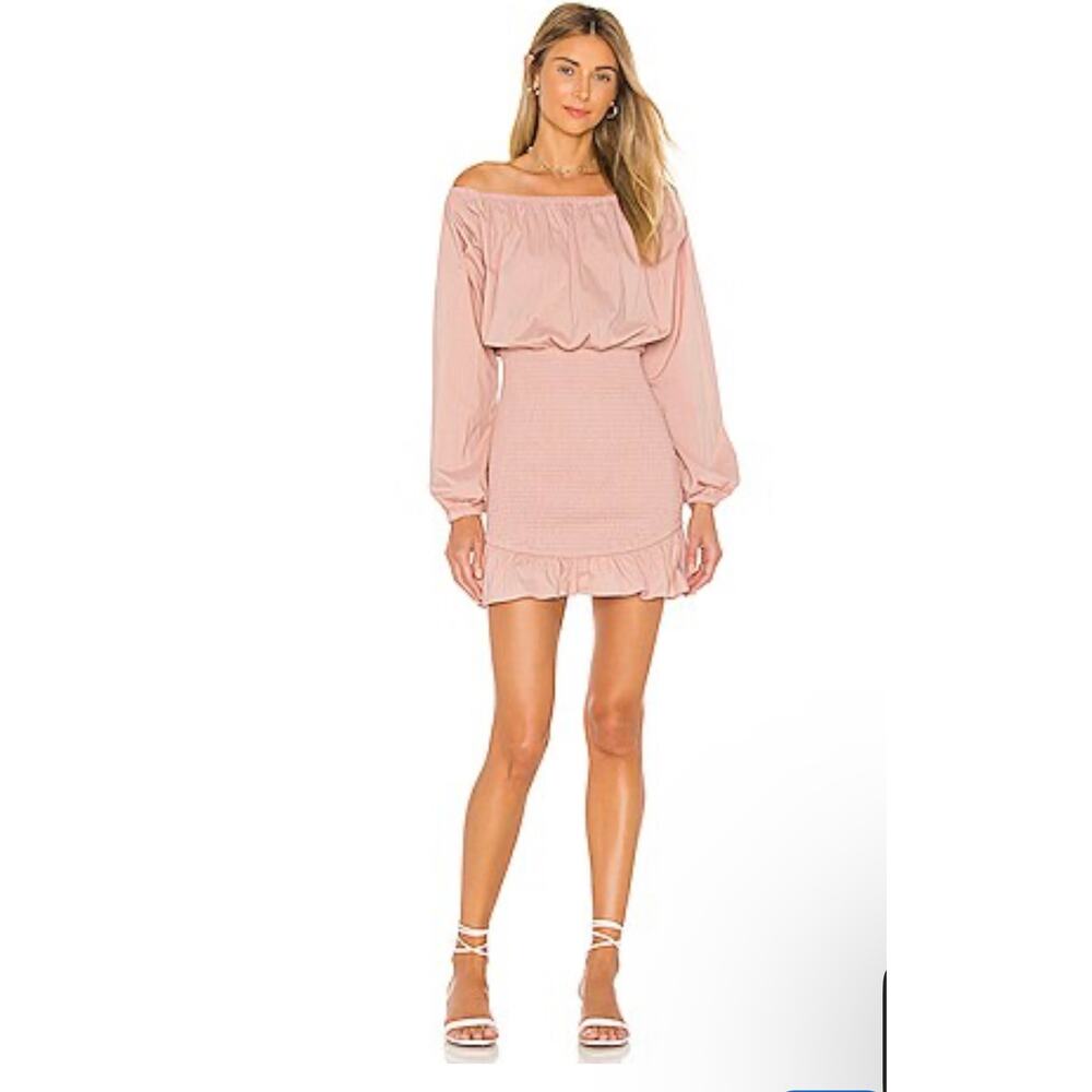 Song of Style Revolve Blush Pink Smocked Mini Dress Women’s XXL Ruffle Hem